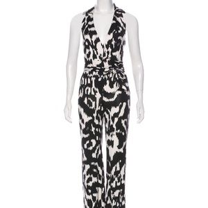 DVF silk black white Zola  jumpsuit